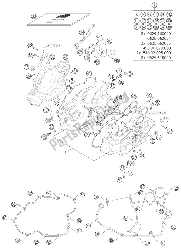 Tutte le parti per il Cassa Del Motore del KTM 450 EXC G Racing USA 2004