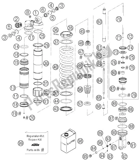 Toutes les pièces pour le Amortisseur Démonté du KTM 660 Rallye Factory Repl Europe 2006