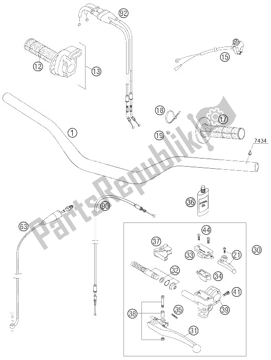 All parts for the Handlebar, Controls of the KTM 450 SMR Europe 2006