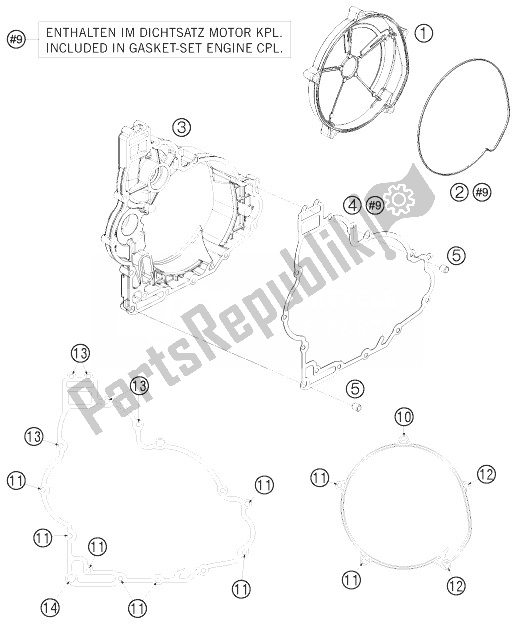 Tutte le parti per il Coperchio Frizione del KTM 1190 RC8 R LIM ED Akrapovic 10 USA 2010