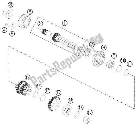 Toutes les pièces pour le Transmission I - Arbre Principal du KTM 125 Duke Europe 8003K4 2011