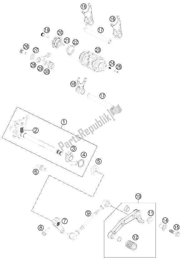 Todas las partes para Mecanismo De Cambio de KTM 125 Duke Europe 2011