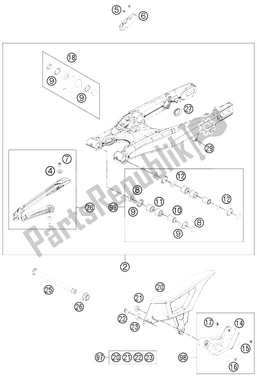 Todas las partes para Brazo Oscilante de KTM 250 EXC F Europe 2012