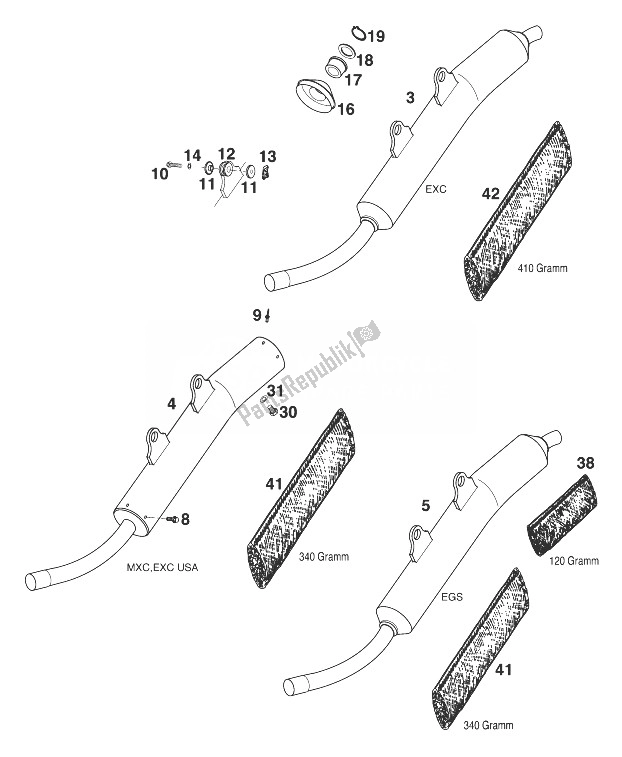 All parts for the Silencer 200 '99 of the KTM 200 EGS SGP Asia 1999