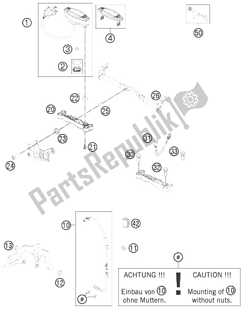 Alle onderdelen voor de Instrumenten / Sluitsysteem van de KTM 350 EXC F Australia 2012