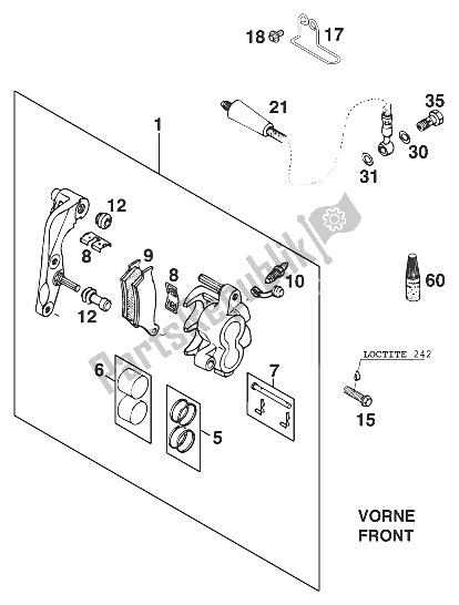 Tutte le parti per il Pinza Freno Anteriore Avventura '98 del KTM 640 Adventure R USA 2000