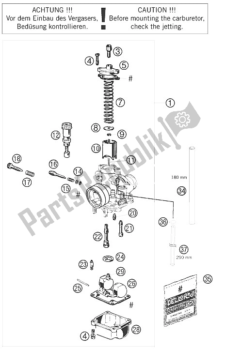 All parts for the Carburetor of the KTM 50 SX Europe 2011