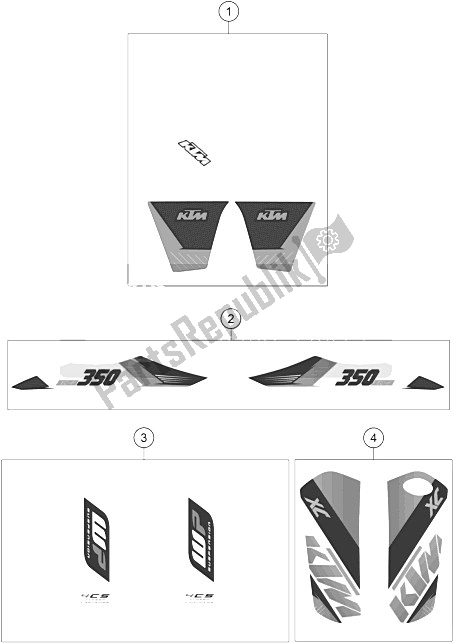 All parts for the Decal of the KTM 350 XC F USA 2015