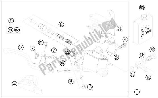 Todas las partes para Cilindro De Freno De Mano de KTM 85 SX 17 14 Europe 2008