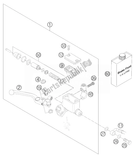 All parts for the Hand Brake Cylinder 450/525smr of the KTM 450 SMR Europe 2004