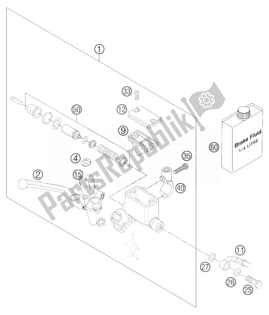 All parts for the Hand Brake Cylinder 450/525smr of the KTM 525 SMR Europe 2004