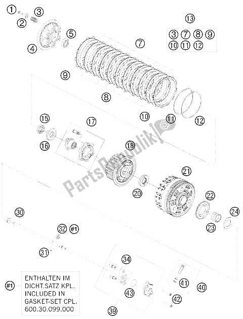 All parts for the Clutch of the KTM 950 Super Enduro R Europe 2008