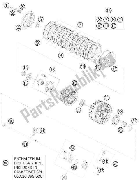 All parts for the Clutch of the KTM 990 Adventure Black ABS Australia United Kingdom 2008