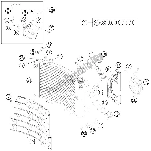 All parts for the Cooling System of the KTM 690 Duke Black Japan 2011