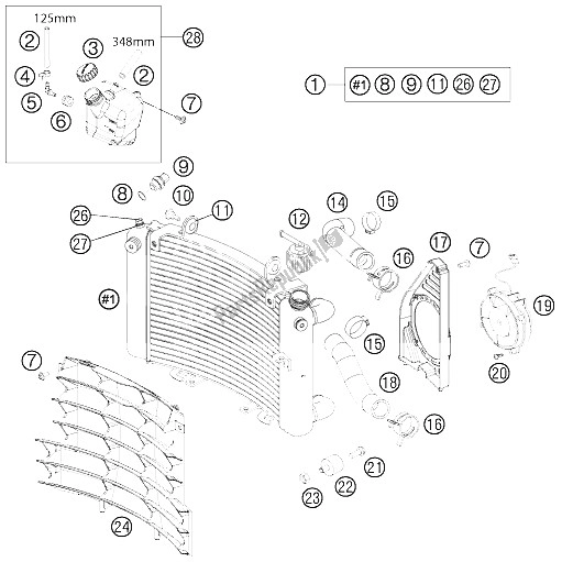 All parts for the Cooling System of the KTM 690 Duke R Australia United Kingdom 2011