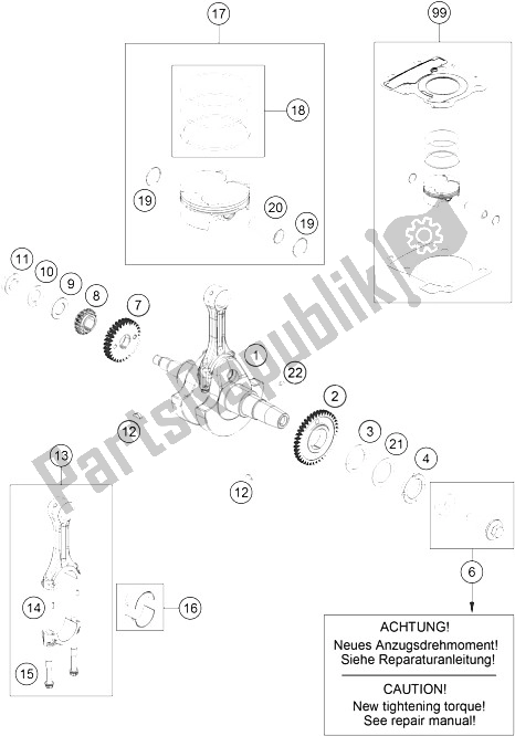 Toutes les pièces pour le Vilebrequin, Piston du KTM 250 Duke BL ABS B D 15 Asia 2015