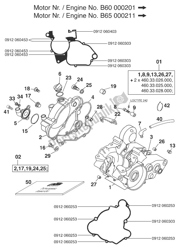 All parts for the Crankcase 60 Ccm '99 of the KTM 65 SX Europe 1998