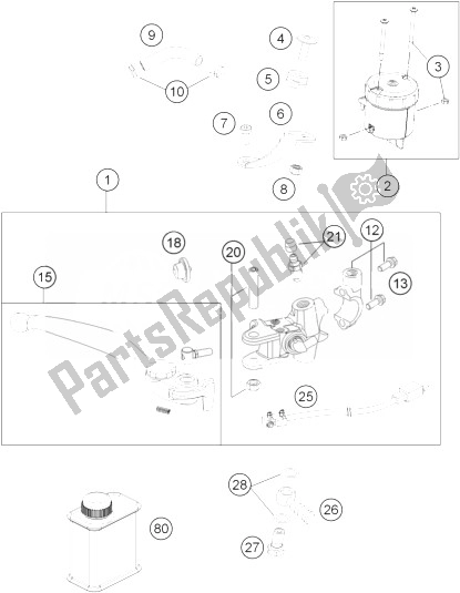 All parts for the Hand Break Cylinder of the KTM 990 Supermoto R ABS France 2013