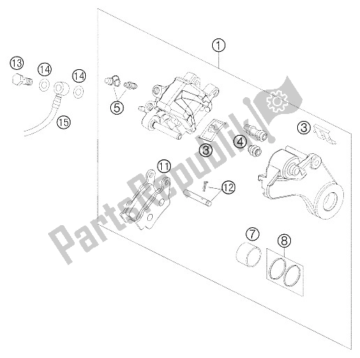 All parts for the Brake Caliper Rear of the KTM 990 Superduke Black France 2006