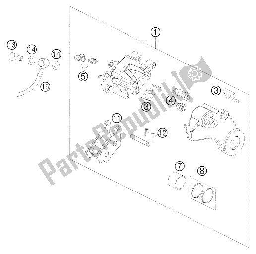 All parts for the Brake Caliper Rear of the KTM 990 Superduke Orange Australia United Kingdom 2006