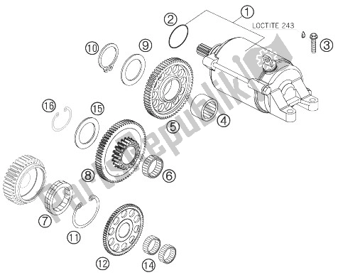 All parts for the Electric Starter of the KTM 690 Supermoto Black Europe 2007