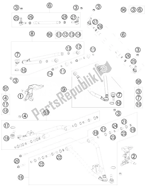 Alle onderdelen voor de Voorste Gedeelte van de KTM 525 XC ATV Europe 8501 JQ 2010