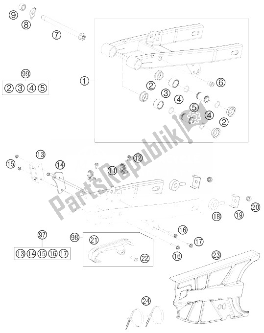 Todas las partes para Brazo Oscilante de KTM 50 SX Europe 2010