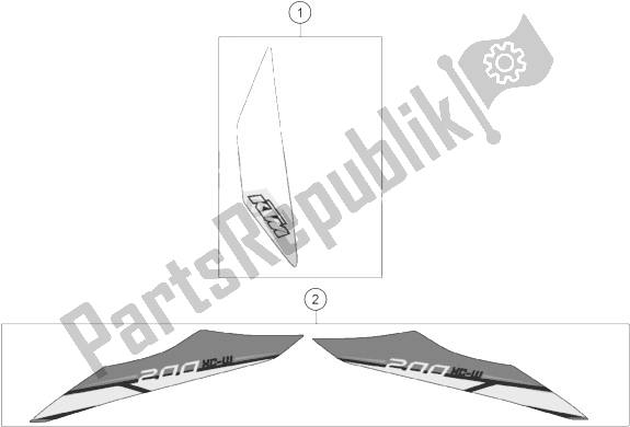 Wszystkie części do Kalkomania KTM 200 XC W USA 2014