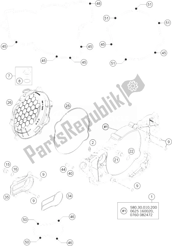 All parts for the Clutch Cover of the KTM Freeride 250 R Europe 2014