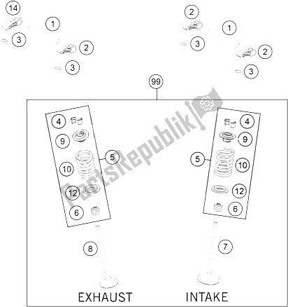 Tutte le parti per il Azionamento Della Valvola del KTM 250 EXC F Australia 2015