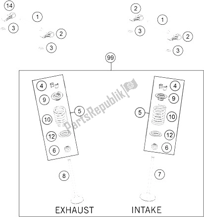 Toutes les pièces pour le Entraînement De Soupape du KTM 250 EXC F CKD Brazil 2016