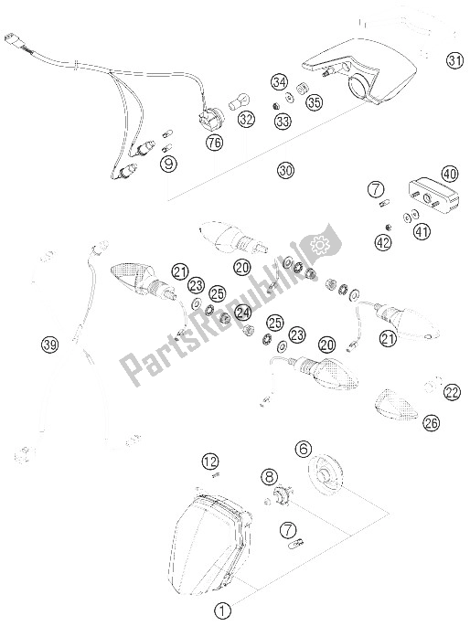All parts for the Lighting System of the KTM 990 Supermoto Orange Europe 2008