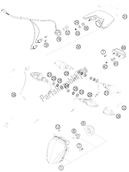 Tutte le parti per il Sistema Di Illuminazione del KTM 990 Supermoto T Orange France 2009