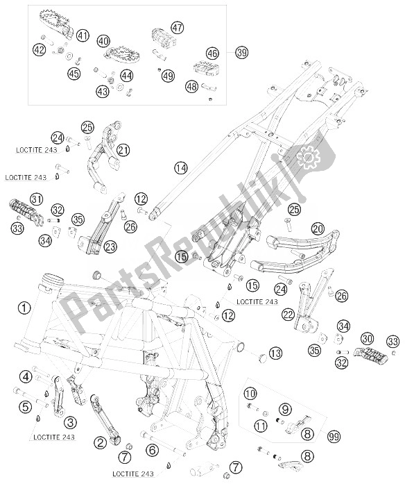 Todas las partes para Marco de KTM 690 Supermoto Black Australia United Kingdom 2007