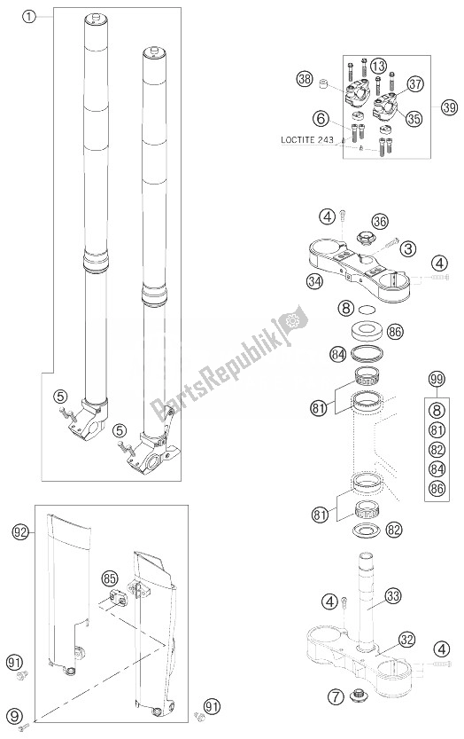 Todas las partes para Tenedor Frontal de KTM 450 EXC Factory Racing Australia 2007