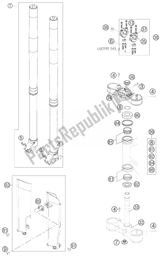 Todas las partes para Tenedor Frontal de KTM 525 EXC Factory Racing Australia 2007