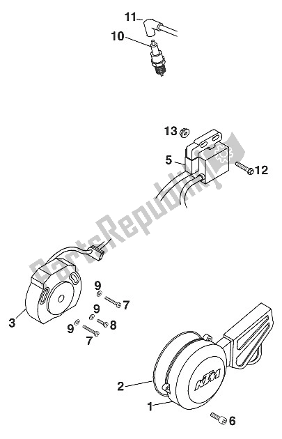 Tutte le parti per il Sistema Di Accensione 60/65 Ccm '98 del KTM 60 SX Europe 2000