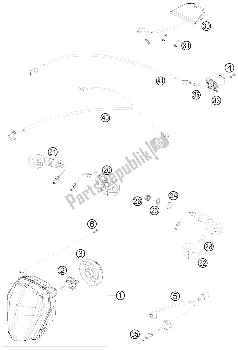 Toutes les pièces pour le Système D'éclairage du KTM 690 Enduro 08 Europe 2008