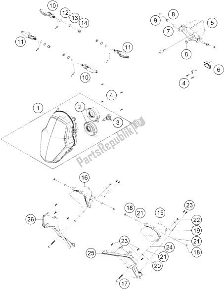 All parts for the Lighting System of the KTM 1290 Super Adventure WH ABS 16 Australia 2016 All parts for the Lighting System of the KTM 1290 Super Adventure WH ABS 16 Australia 2016
