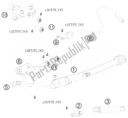 All parts for the Side Stand of the KTM 990 Super Duke Olive ME France 2010