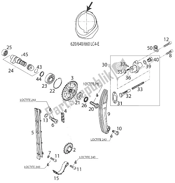 Tutte le parti per il Timing Drive 660 Rallye 2001 del KTM 660 Rallye Europe 2002