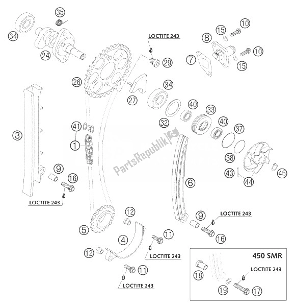 Toutes les pièces pour le Entraînement De Synchronisation 450/525 Smr du KTM 525 SMR Europe 2004