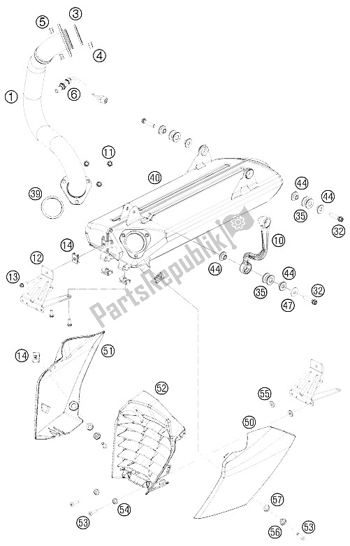 Todas as partes de Sistema De Exaustão do KTM 690 Duke Orange Japan 2009