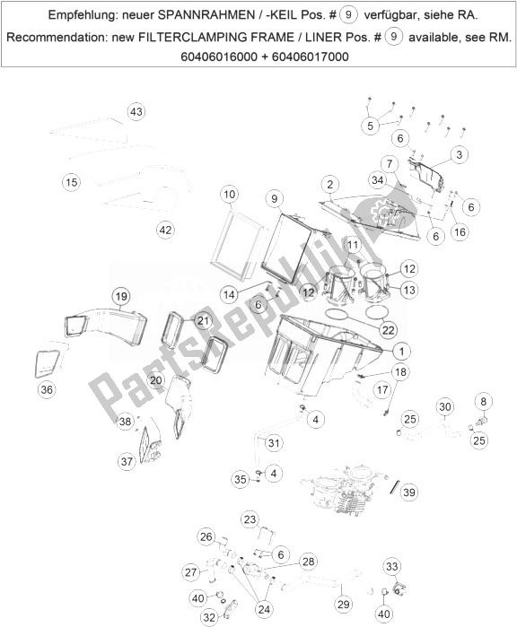 All parts for the Airfilter of the KTM 1290 Superduke R Black ABS 14 USA 2014