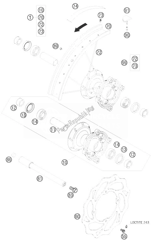 Todas las partes para Rueda Delantera de KTM 105 SX USA 2010