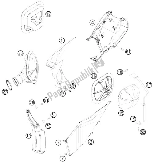 Alle onderdelen voor de Luchtfilter van de KTM 450 EXC R Australia United Kingdom 1 2008