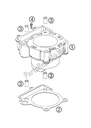 All parts for the Cylinder of the KTM 250 SX F USA 2005