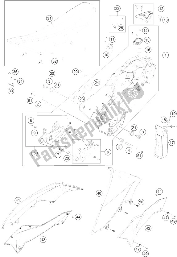 All parts for the Tank, Seat, Cover of the KTM 690 Enduro R USA 2012