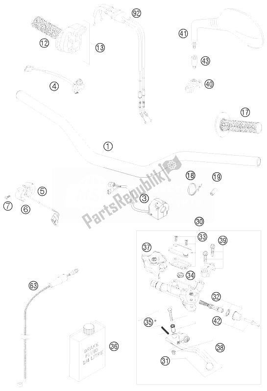 All parts for the Handlebar, Controls of the KTM 450 EXC Champion Edit USA 2010