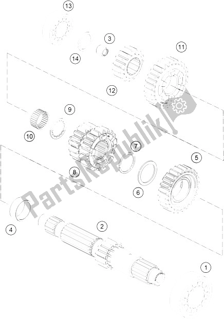 All parts for the Transmission I - Main Shaft of the KTM 1050 Adventure ABS Europe 2016